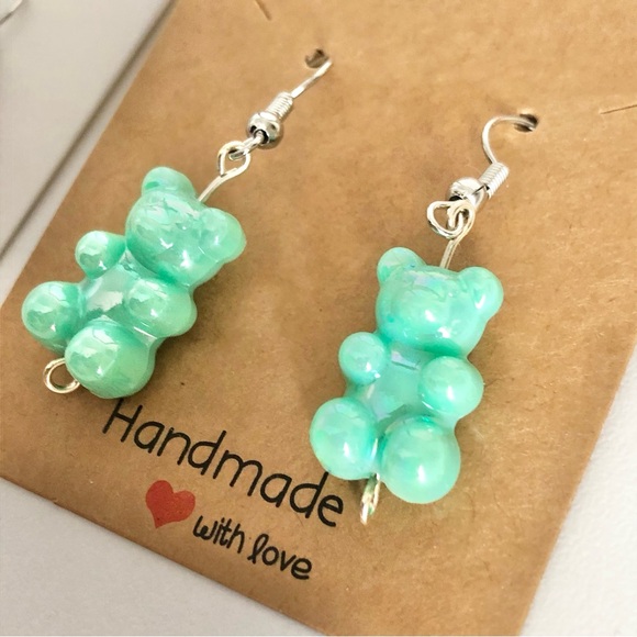 New Set of 6 Pairs of Colourful Gummy Bear Earrings Multiple Cute Unique Gifts - Picture 8 of 9